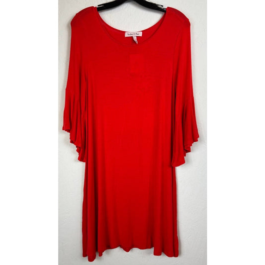 Harlow & Rose Red Long Sleeve Knee- Length Dress Women's Small