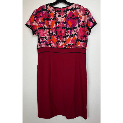 Danny & Nicole Red Short Sleeve Knee Length Dress Women's 14