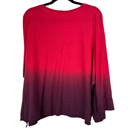 Tee Shop Red & Purple 3/4 Sleeve Blouse Women's XL