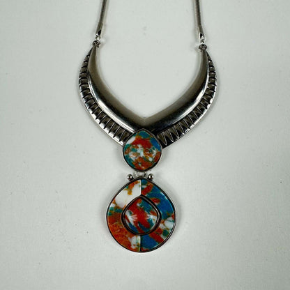 Fashion Jewelry Silver and Turquoise Women's Necklace