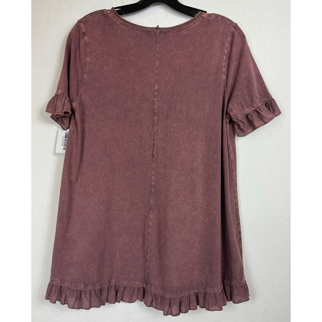 Altar'd State Brown Short Sleeve Blouse Women's Medium