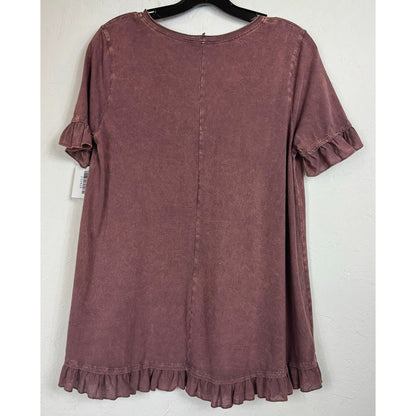 Altar'd State Brown Short Sleeve Blouse Women's Medium
