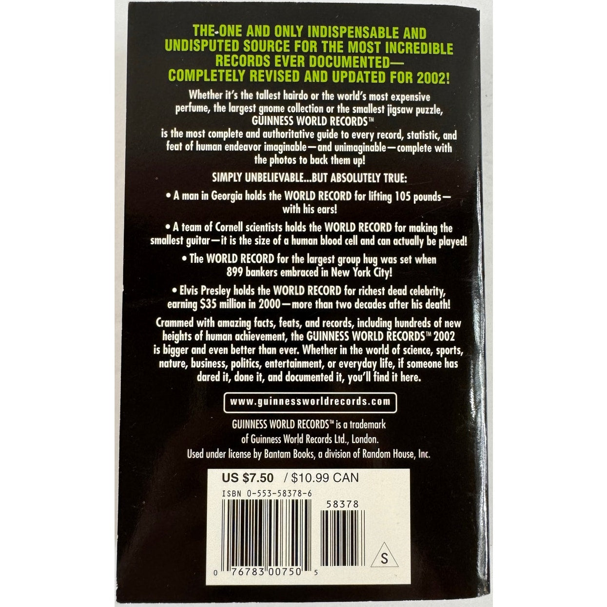 Guinness World Records 2002 by Antonia Cunningham (Paperback)