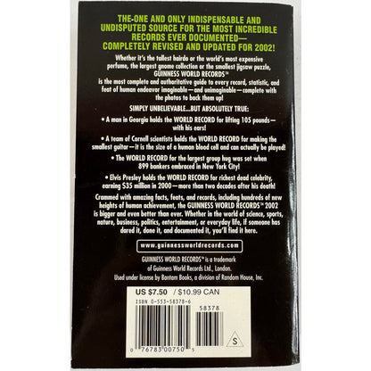 Guinness World Records 2002 by Antonia Cunningham (Paperback)
