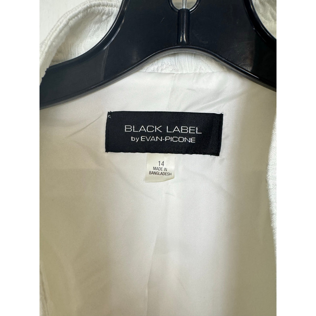 Black Label by Evan Picone White Long Sleeve Dress Jacket Women's 14