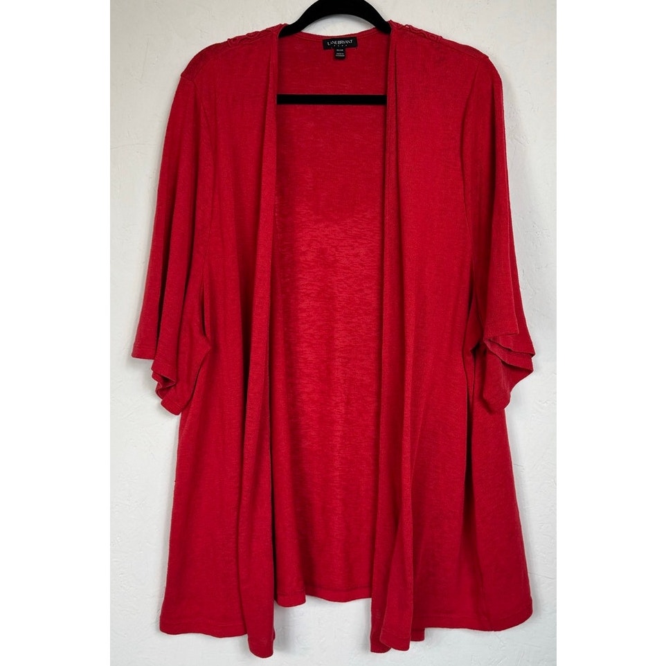 Lane Bryant Red Short Sleeve Cardigan Women's 26/28
