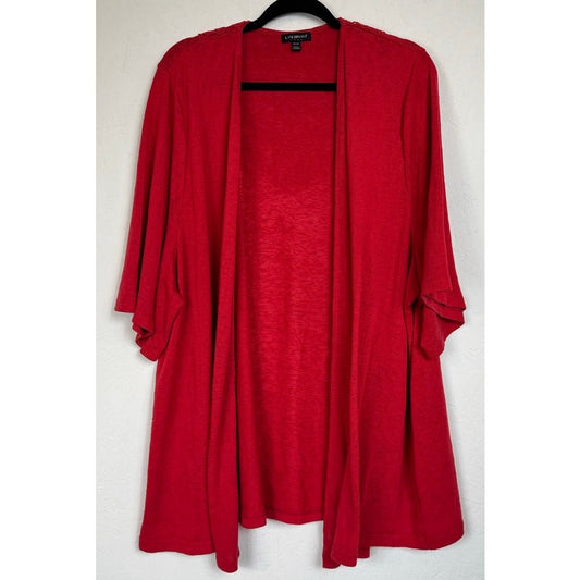 Lane Bryant Red Short Sleeve Cardigan Women's 26/28