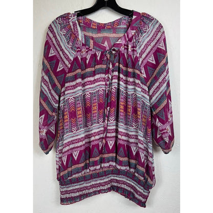 Wrangler Pink 3/4 Sleeve Blouse Women's Large