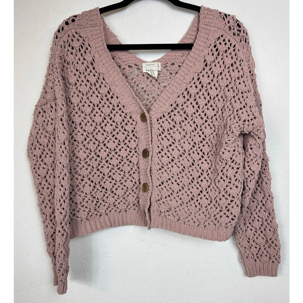 Nicole Miller Atelier Pink Long Sleeve Cardigan Women's Size XL