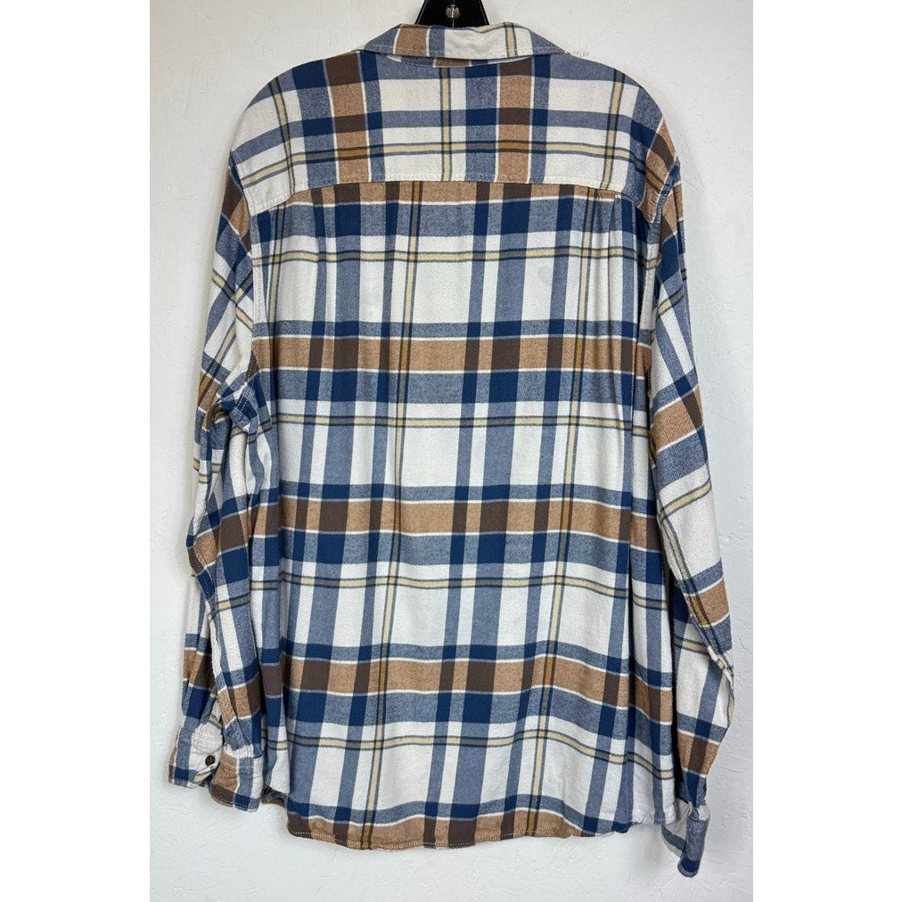 George White Plaid Long Sleeve Button Up Shirt Men's 3XL Tall