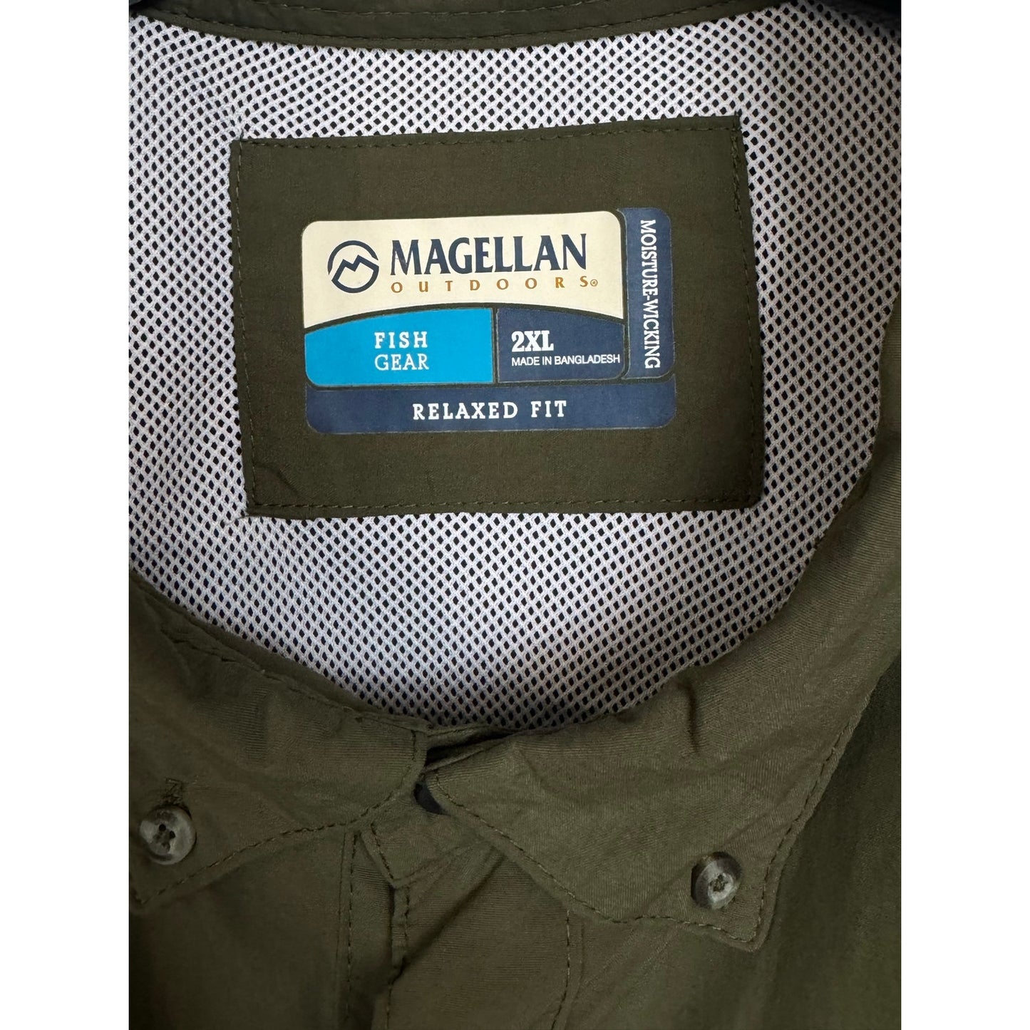 Magellan Green Button Up Short Sleeve Shirt Men's 2XL