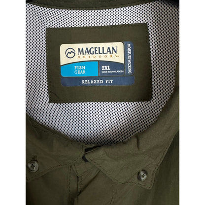 Magellan Green Button Up Short Sleeve Shirt Men's 2XL