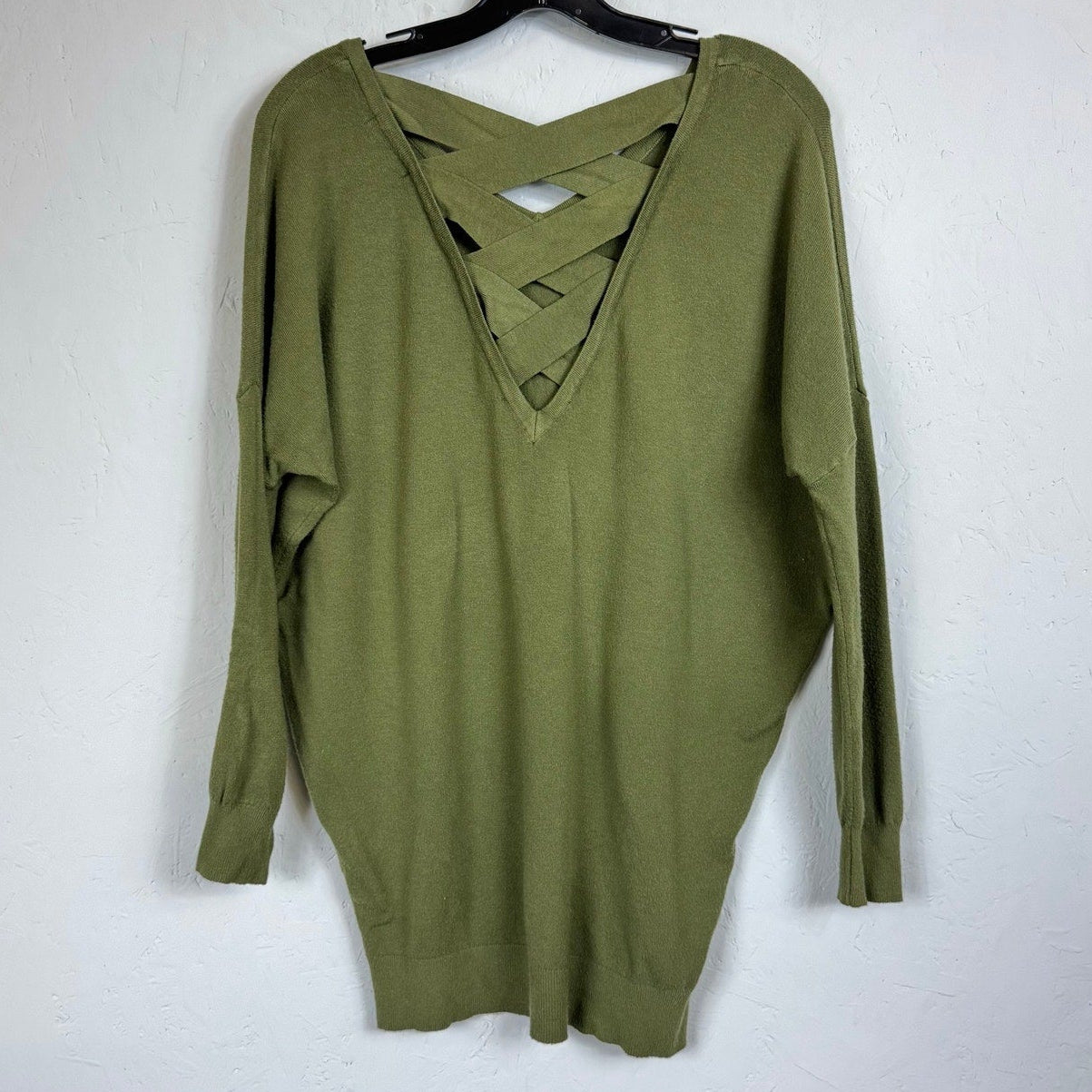 Woven Heart Green Long Sleeve Sweater Women's Medium