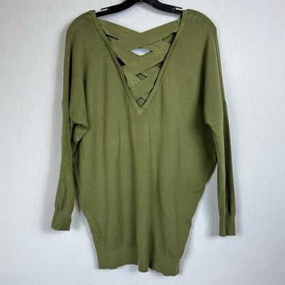 Woven Heart Green Long Sleeve Sweater Women's Medium