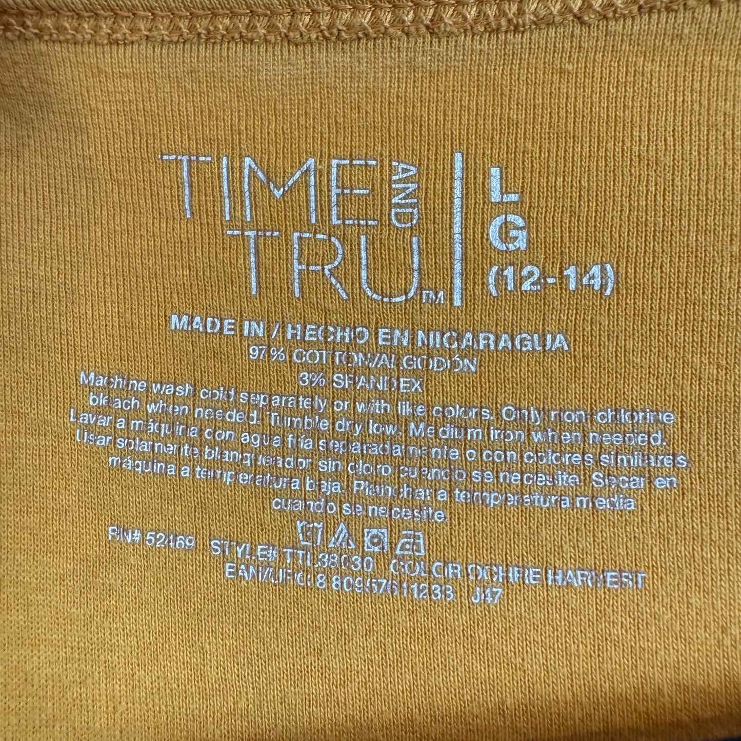 Time and Tru Yellow Long Sleeve Blouse Women's Size Large