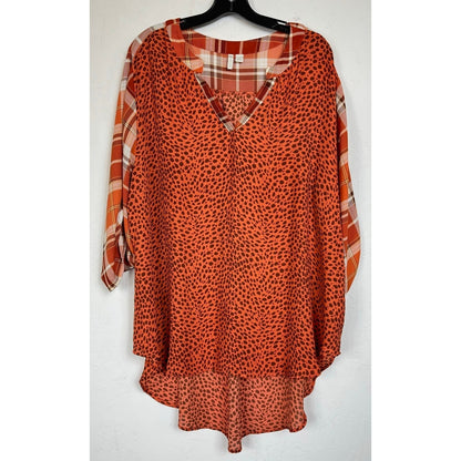 Cato Orange Long Sleeve Blouse Women's 22/24W