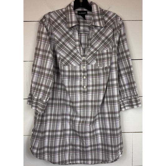 Lane Bryant 3/4 Sleeve Plaid Shirt Women's Size 14/16