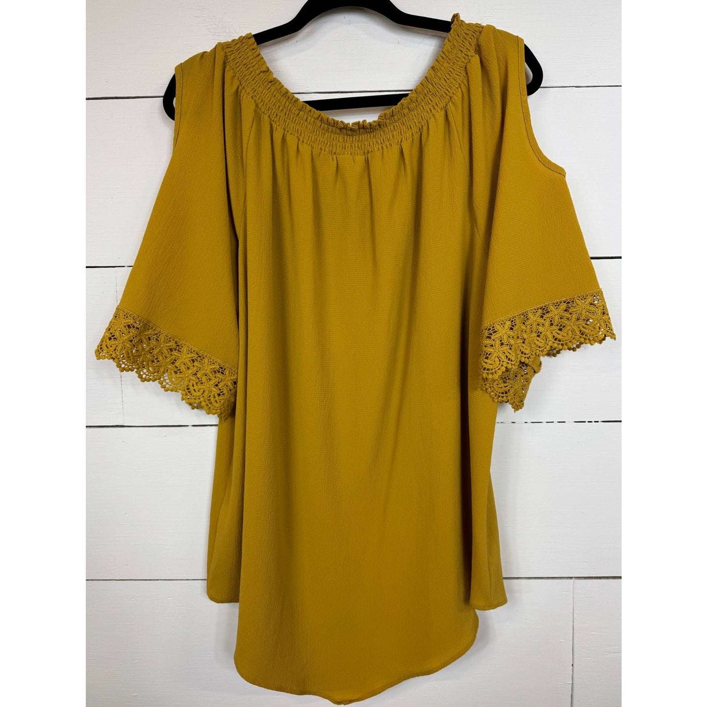 Cato Yellow Cold Shoulder Blouse Women's Size XL