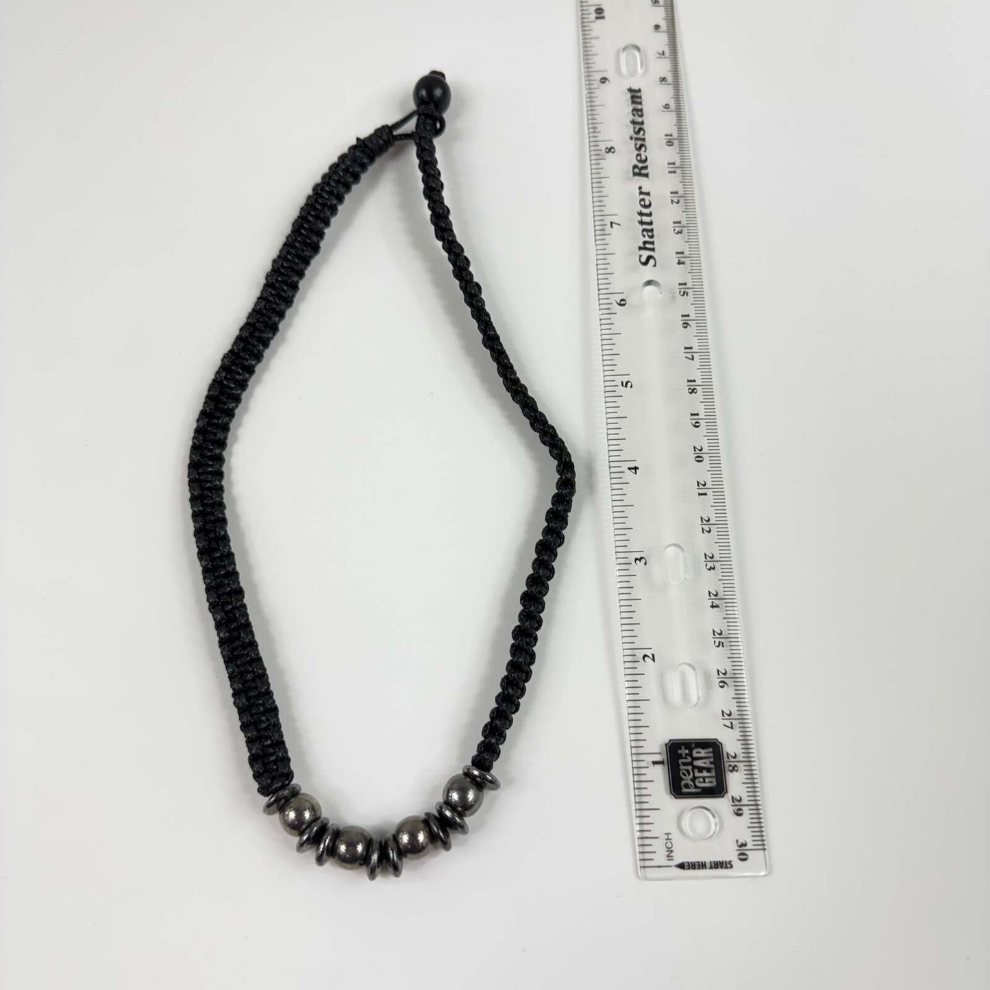Fashion Jewelry Black Woven Cord with Metallic Beads Women's Necklace