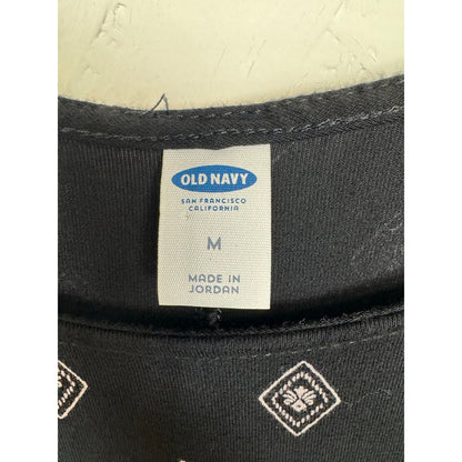 Old Navy Black Beige Knee Length Dress Women's Medium