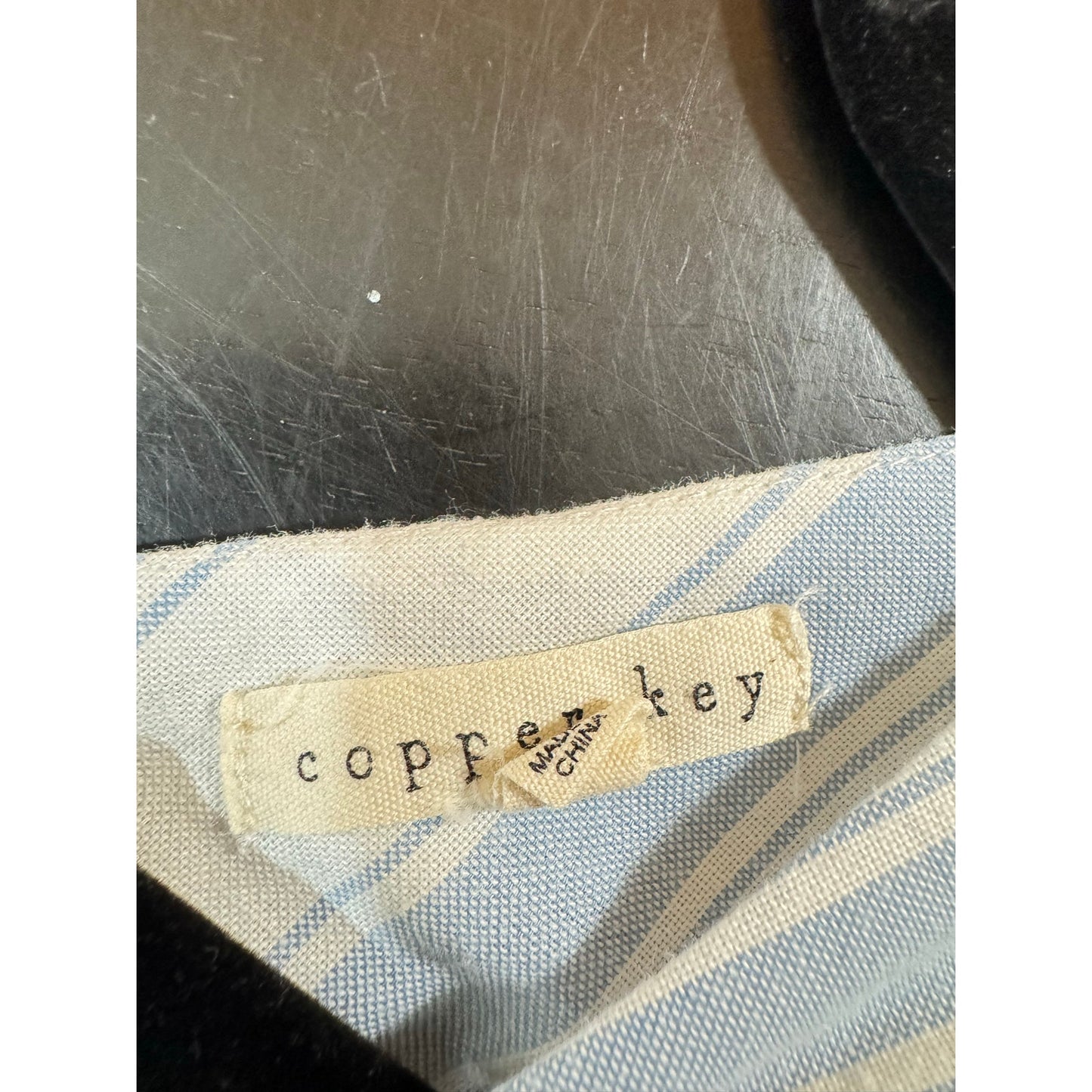 Copper Key Blue & White Sleeveless Knee-length Dress Girl's Medium
