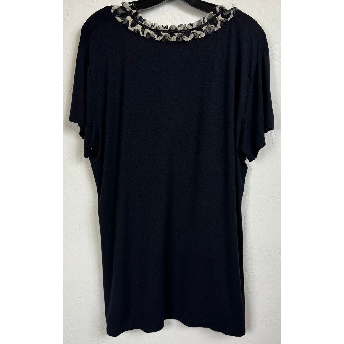 Investments Black Short Sleeve Blouse Women's 1X