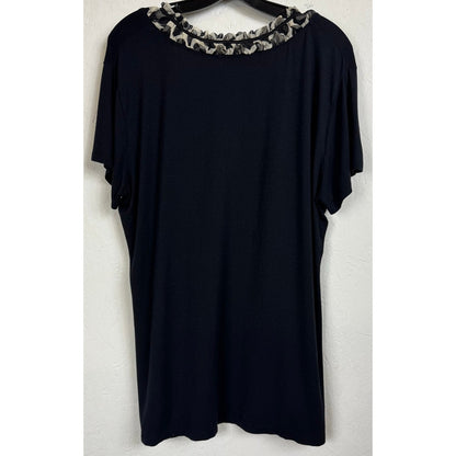 Investments Black Short Sleeve Blouse Women's 1X