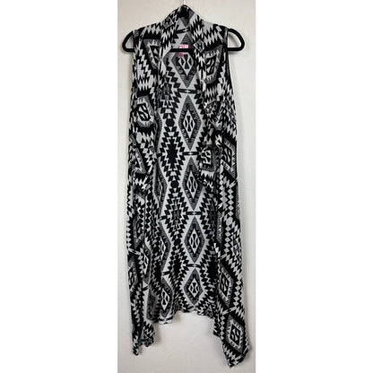 Dolled Up Black & White Sleeveless Cardigan Women's Medium