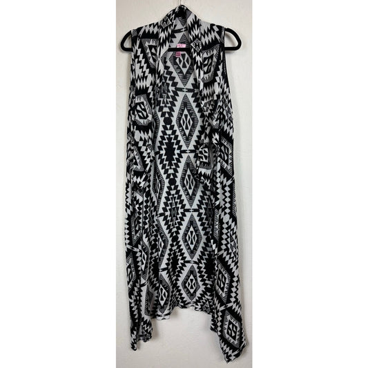 Dolled Up Black & White Sleeveless Cardigan Women's Medium