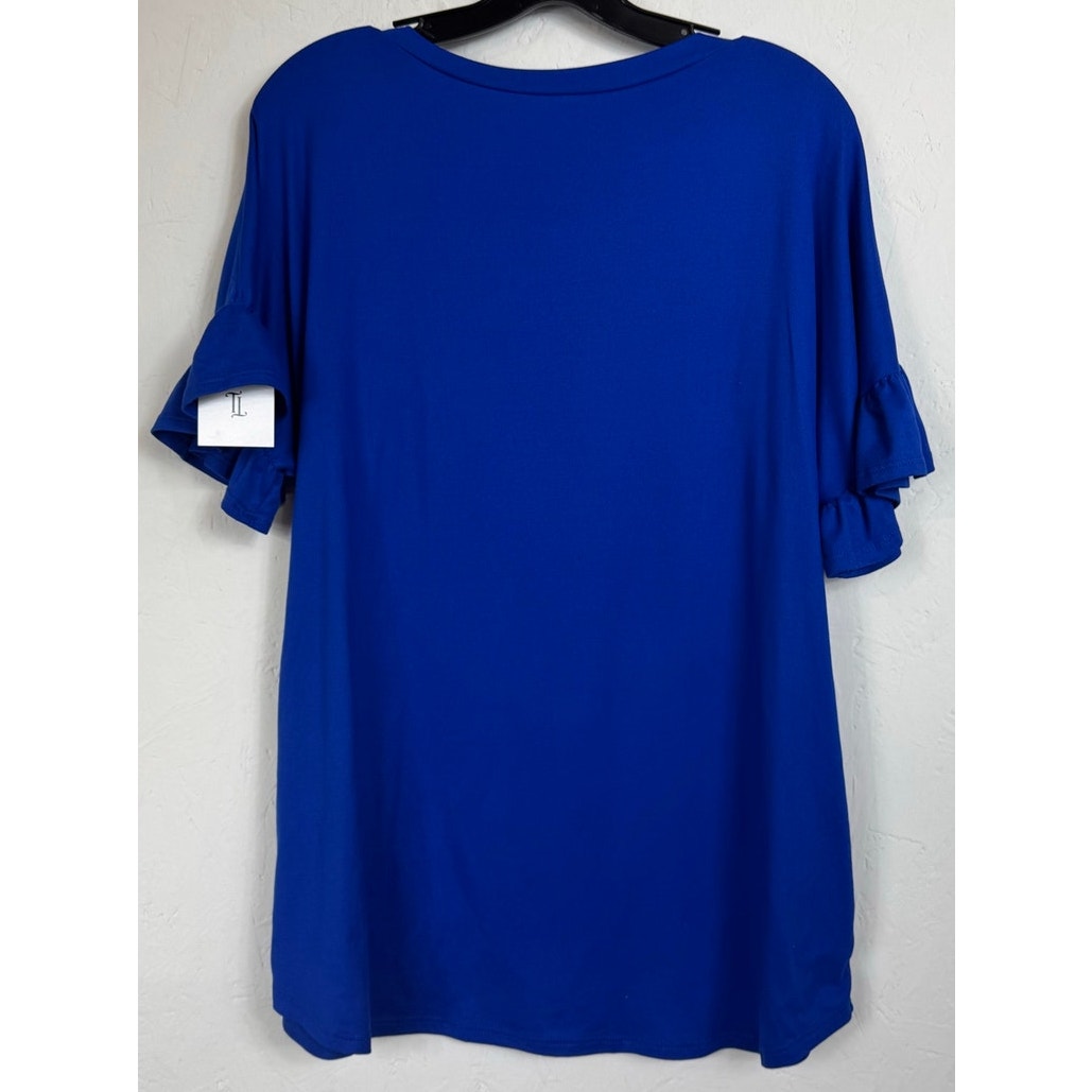 N/A Blue Short Sleeve Blouse Women's 1XL
