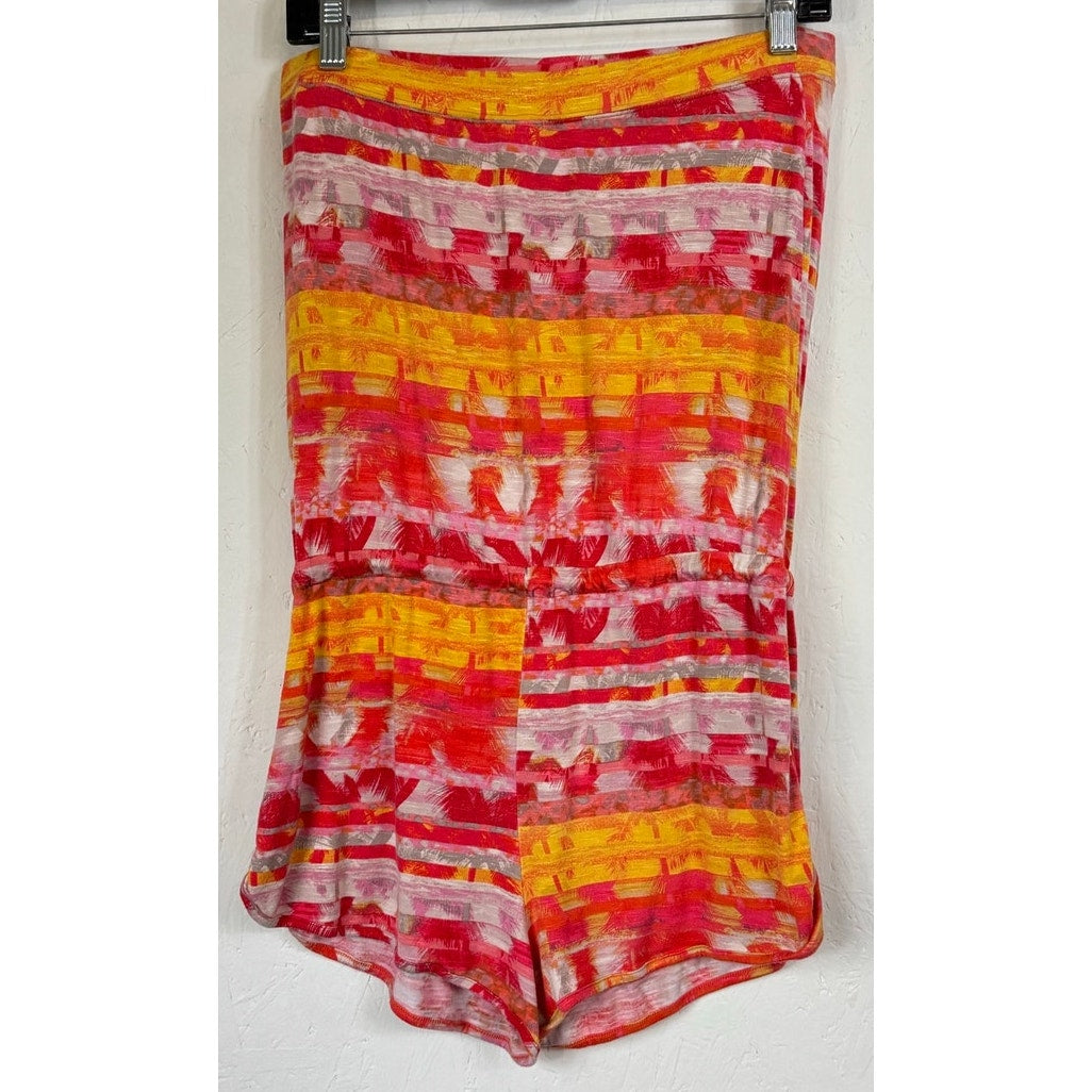 Mossimo Pink & Yellow Strapless Romper Women's Medium
