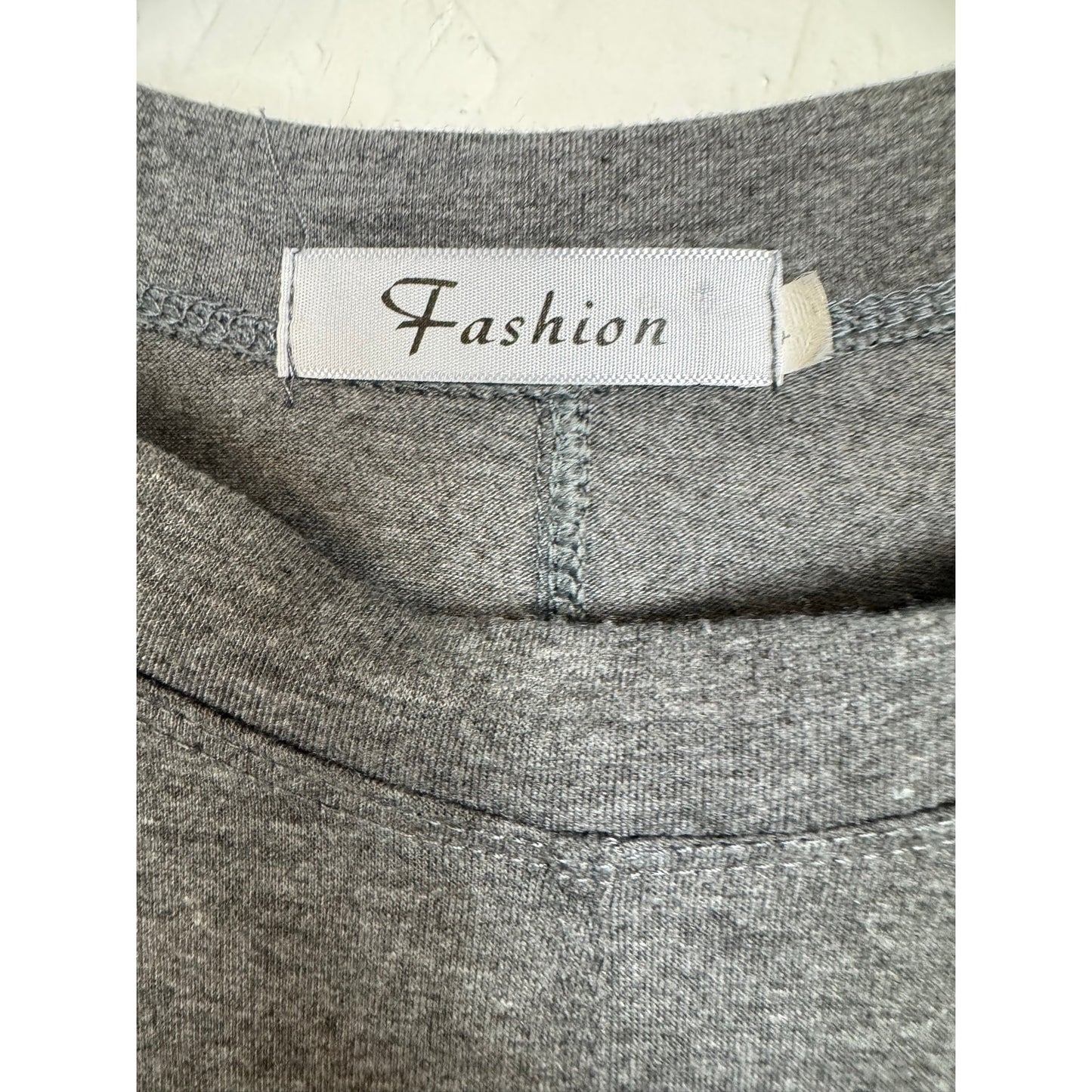 Fashion Gray Cold Shoulder Long Sleeve Blouse Women's Large