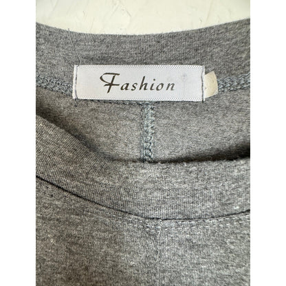 Fashion Gray Cold Shoulder Long Sleeve Blouse Women's Large