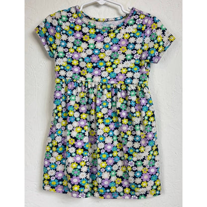Wonder Nation Blue & Multicolor Short Sleeve Dress Girl's 3t