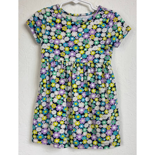 Wonder Nation Blue & Multicolor Short Sleeve Dress Girl's 3t