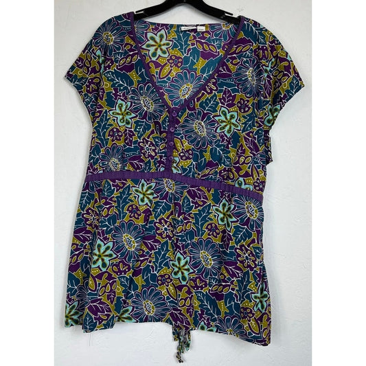 Cato Blue Short Sleeve Blouse Women's 26/28W