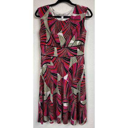 Dressbarn Red and Pink Sleeveless Knee-length Dress Women's Size 8