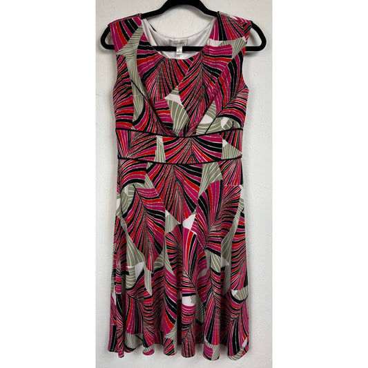 Dressbarn Red and Pink Sleeveless Knee-length Dress Women's Size 8