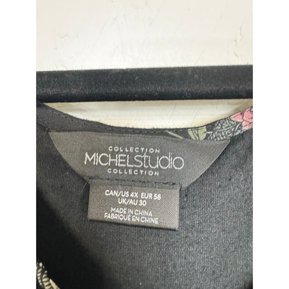 Michel Studio Collection Black Short Sleeve Blouse Women's 4X
