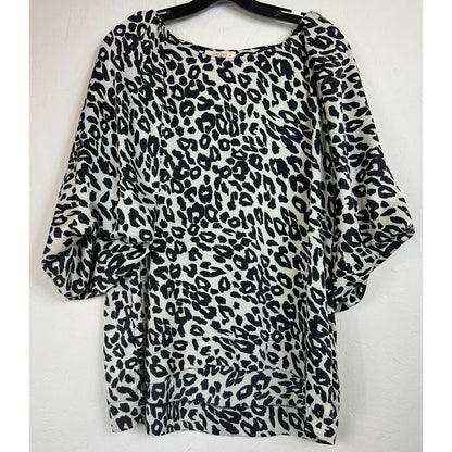 Umgee Black & White Short Sleeve Blouse Women's XL