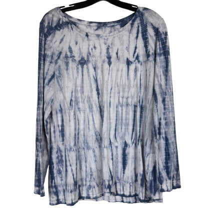 Pure Jill Blue and White Tie-Dye Long Sleeve T-shirt Women's Size Medium