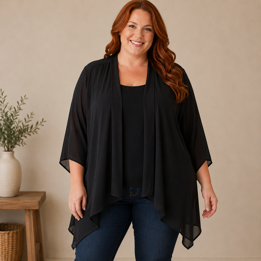 Cato Black 3/4 Sleeve Kimono Women's 18/20W