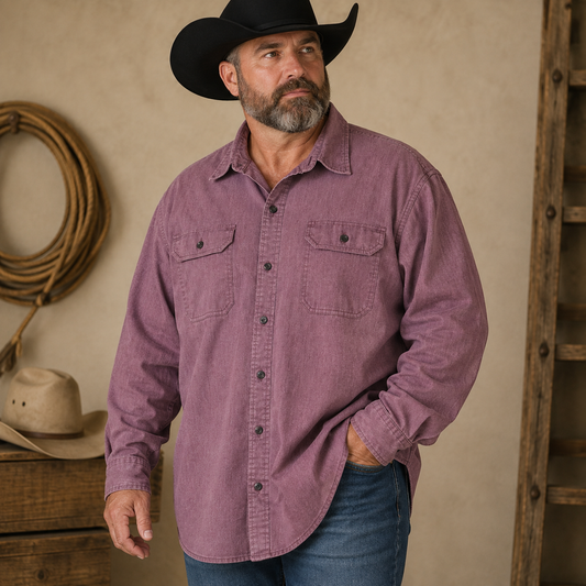 Wrangler Purple Long Sleeve Button Up Shirt Men's 3XL