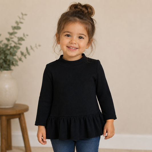Old Navy Black Long Sleeve Knit Blouse Girl's 3t