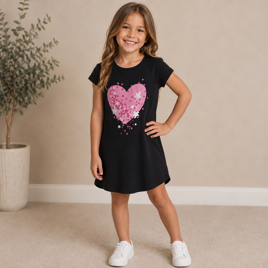 Basic Editions Black T-shirt Dress Girl's Medium (7/8)
