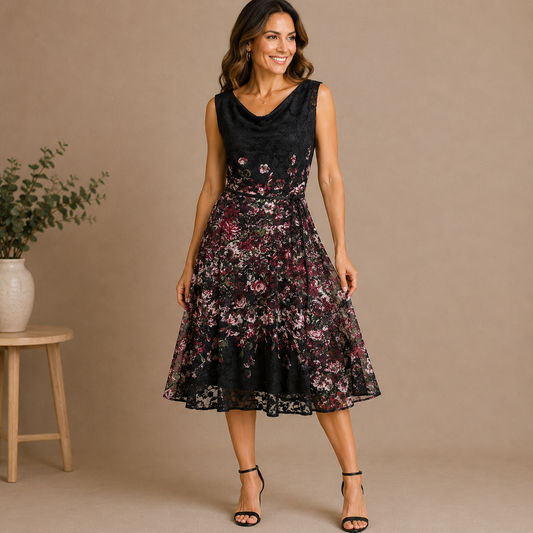 Danny & Nicole Black Sleeveless Knee Length Dress Women's 16
