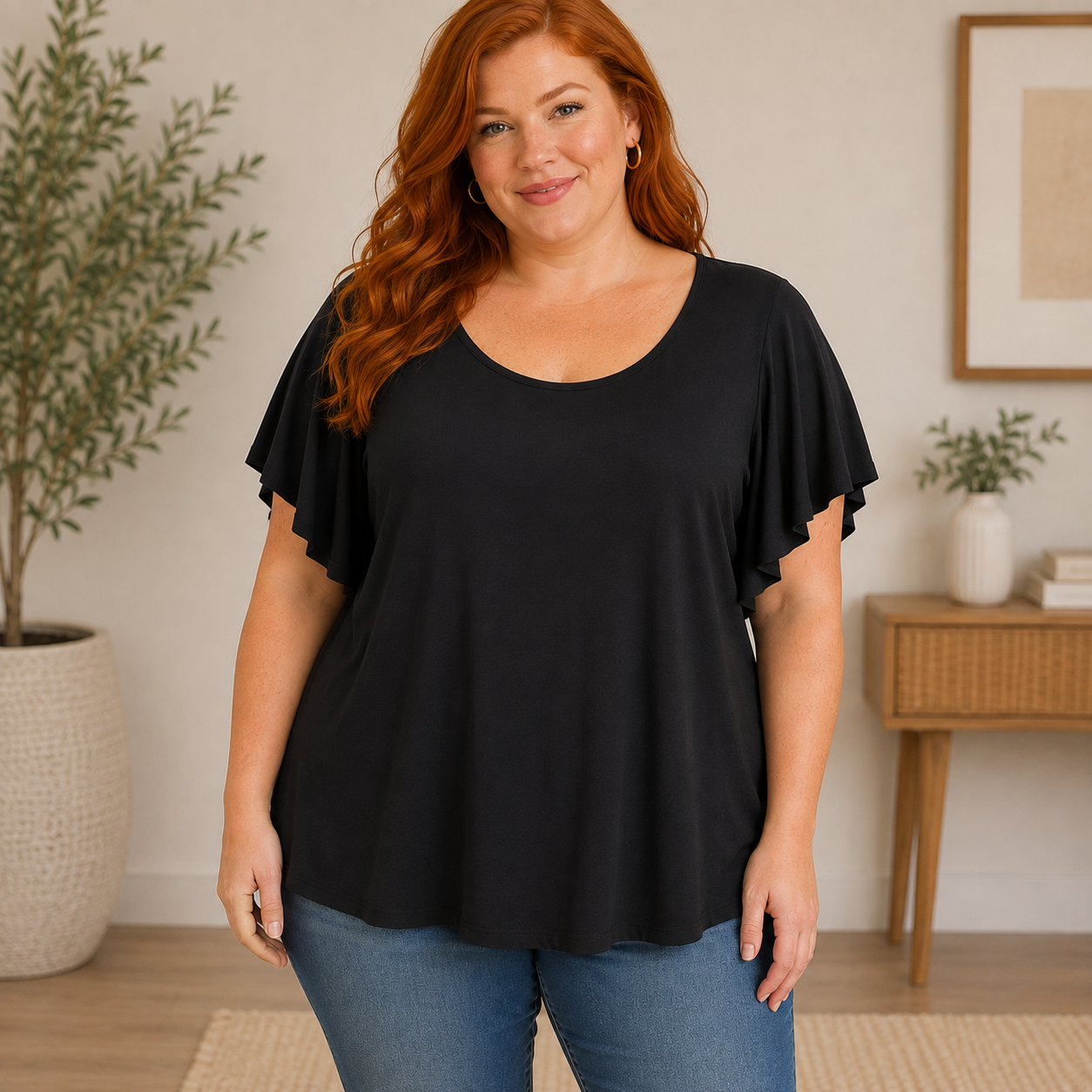Apostrophe Black Short Sleeve Blouse Women's Size 24/26W