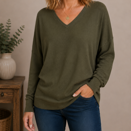 Woven Heart Green Long Sleeve Sweater Women's Medium