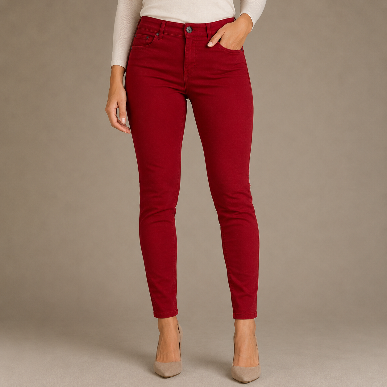 Liz Claiborne Red Slim Cut Pants Women's 4