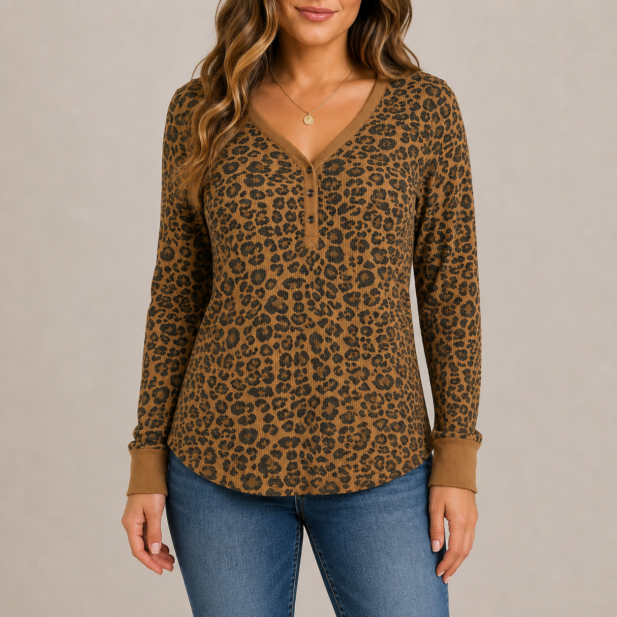Time And Tru Brown Long Sleeve Shirt Women's Small